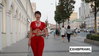 7. Sheer Red Dress Model Poses | Sensual Fashion in Public