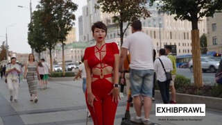 9. Sheer Red Dress Model Poses | Sensual Fashion in Public