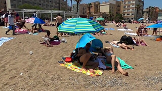 10. Barcelona Central Beach // Beach Walk Tour Barceloneta Barcelona Spain 4K