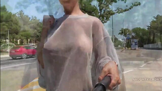 2. BRALESS BOOBS IN SEE THROUGH DRESS HOT AND SEXY…