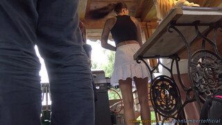 6. No Panties Try on Haul Day Barbeque Party in Short Skirt Miniskirts with Leon Lambert Girls