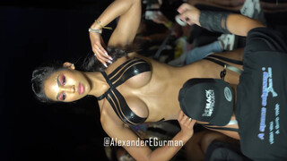 9. lingerie models in black tape project fashion show at the Miami Swimweek 2021