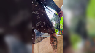 8. *NSFW 18+* Sexy Tattooed Girl with nice booty tries on see through short black dress