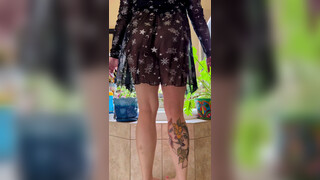 2. *NSFW 18+* Sexy Tattooed Girl with nice booty tries on see through short black dress