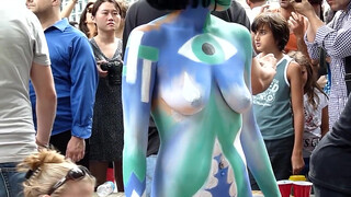 10. Andy Golub, Body Painting, Columbus Circle, Part 1