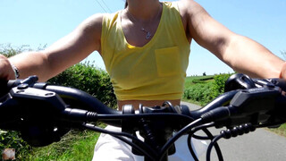 6. SOCOLA CLEANING HER BICYCLE BEFORE A SKIRT RIDE