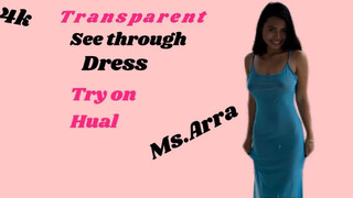 [4K] See Through Blue Dinner Dress Try On No Bra | ONE PIECE Transparent TRY ON With Arra (2024)