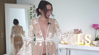 6. 4K TRANSPARENT WHITE ROBES TRY ON HAUL with MIRROR VIEW!