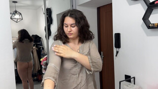 7. 4K Transparent Try On Haul with Rubby | White Tank Top, Gray Blouse, Pink Blouse