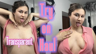 4K Transparent Try On Haul with Rubby | White Tank Top, Gray Blouse, Pink Blouse