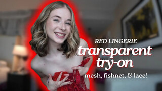 4K TRANSPARENT Red Lingerie TRY-ON // itsMeganSins