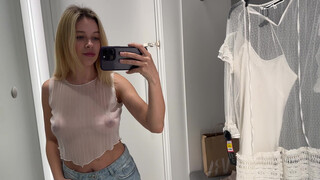 4. [4K] Try on Haul in dressing room amazing transparent outfit