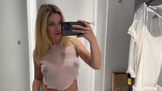 3. [4K] Try on Haul in dressing room amazing transparent outfit