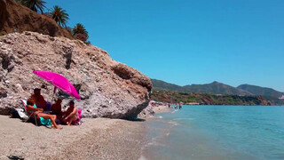 2. Nerja ???? BURRIANA Beach ???? Nerja Playa Burriana | MALAGA Costa del Sol ????️ 4k  beach walk Spain 2020