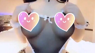 4. Japanese sexy girl shows big boobs / big boobs suck hot girl In Sexy See Through Maid Bikini