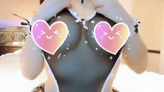 Japanese sexy girl shows big boobs / big boobs suck hot girl In Sexy See Through Maid Bikini
