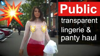 ???? Public at transparent lingerie haul! Makes panty try on haul and red upskirt See through panties