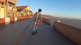 10. ROLLER GIRL at the Beach Wearing Body paint