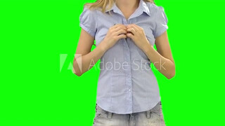 3. Sexy girl shows breasts close-up green screen l