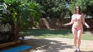 7. Sexy Outdoor Workout With Jiggling Boobs NipSlip
