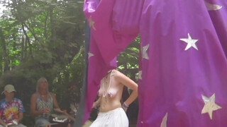 7. Topless Woodland Queen in Black versus Topless Devil Fairy in White Dance at Hippy Drum Circle-oc1
