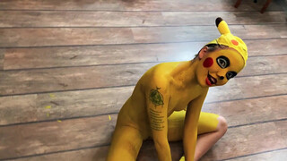 9. Pokemon GO Body Painting 21+ Pikachu Cosplay Body Art