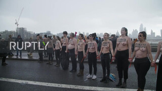2. UK: Topless climate activists block London bridge with human chain on IWD *EXPLICIT*