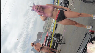 1. Unicorn tits. Topless unicorn in the street, naked public cosplay, world naked bike ride.