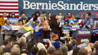 4. Bernie Sanders Got Milk? Topless Women Join Bernie Sanders On Stage To Discuss Animal Exploitation!