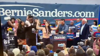 7. Bernie Sanders Got Milk? Topless Women Join Bernie Sanders On Stage To Discuss Animal Exploitation!