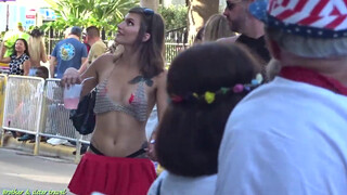 10. FANTASY FEST 2019 painted boobs and see through dress in Duval street Key West
