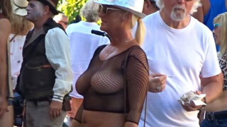 FANTASY FEST 2019 painted boobs and see through dress in Duval street Key West