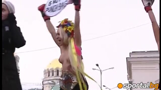10. Ukrainian boxing naked in the middle of snow-white Sofia