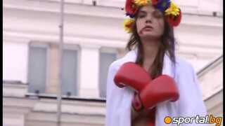 3. Ukrainian boxing naked in the middle of snow-white Sofia
