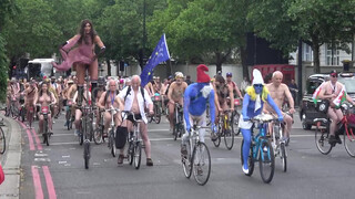 1. Naked unicyclist joins other nude participants on London Naked Bike Ride 2019