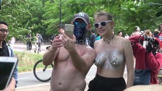 4. Naked unicyclist joins other nude participants on London Naked Bike Ride 2019