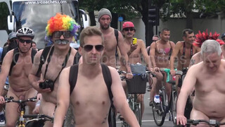 7. Naked unicyclist joins other nude participants on London Naked Bike Ride 2019