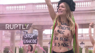 3. France: Topless FEMEN activists protest violence against women in Paris *EXPLICIT*