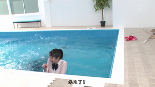 10. Japanese girl gets pushed into pool by her classmate for fun
