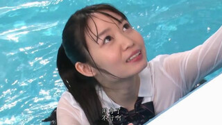 Japanese girl gets pushed into pool by her classmate for fun