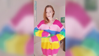 10. somethingnotsilly – outfit try on – rainbow cardigan
