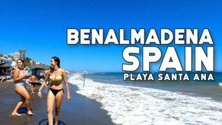 Benalmadena Spain Beach Walk Playa Santa Ana August 2021 Summer Costa del Sol | Málaga, Spain [4K]