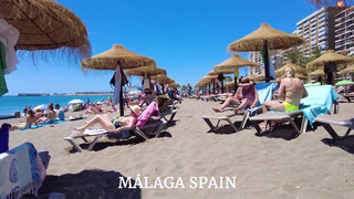 1. Malaga Spain Beach Walk in June 2021 [4K]