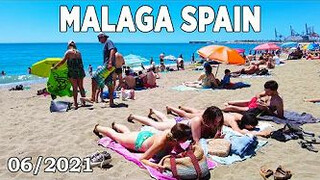 Malaga Spain Beach Walk in June 2021 [4K]