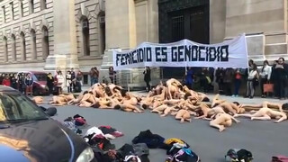 6. Mujeres se manifestaron desnudas contra los femicidios frente al Congreso y la Casa Rosada