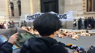 7. Mujeres se manifestaron desnudas contra los femicidios frente al Congreso y la Casa Rosada