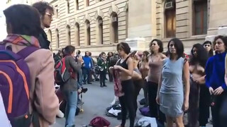 10. Mujeres se manifestaron desnudas contra los femicidios frente al Congreso y la Casa Rosada