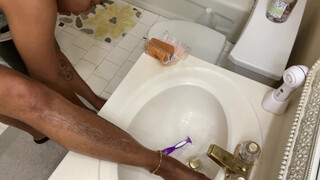 4. Shaving my hairy legs in the sink..