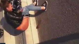 4. Biker girl shit on the street