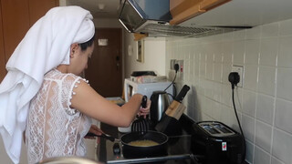 7. How to make crepes  with strawberry and choco syrup simple and easy by Kaye Torres